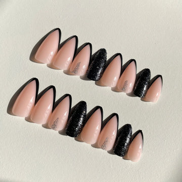 Almond Black Delight Nails - Press on Nails