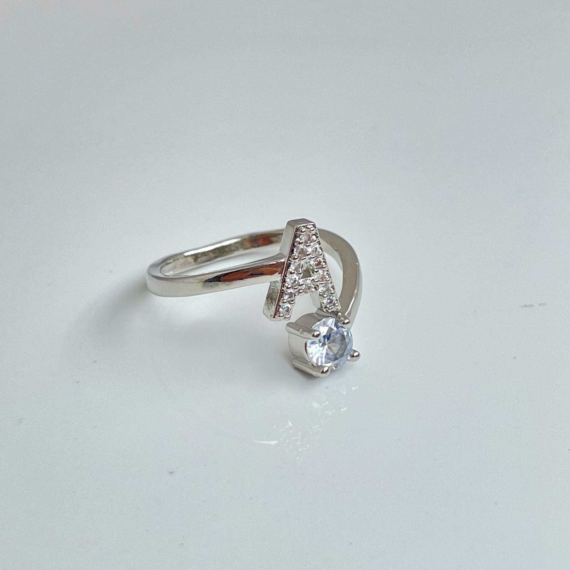 Alphabet Ring - Silver |Tarnish-Free (Adjustable) -