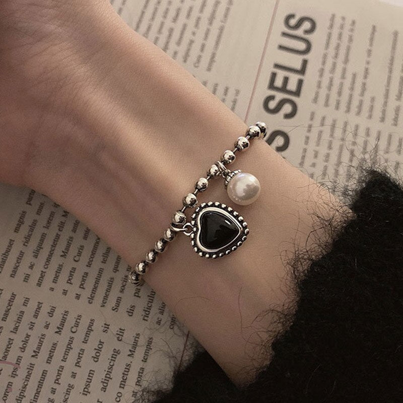 Shein Black Heart Bracelet -