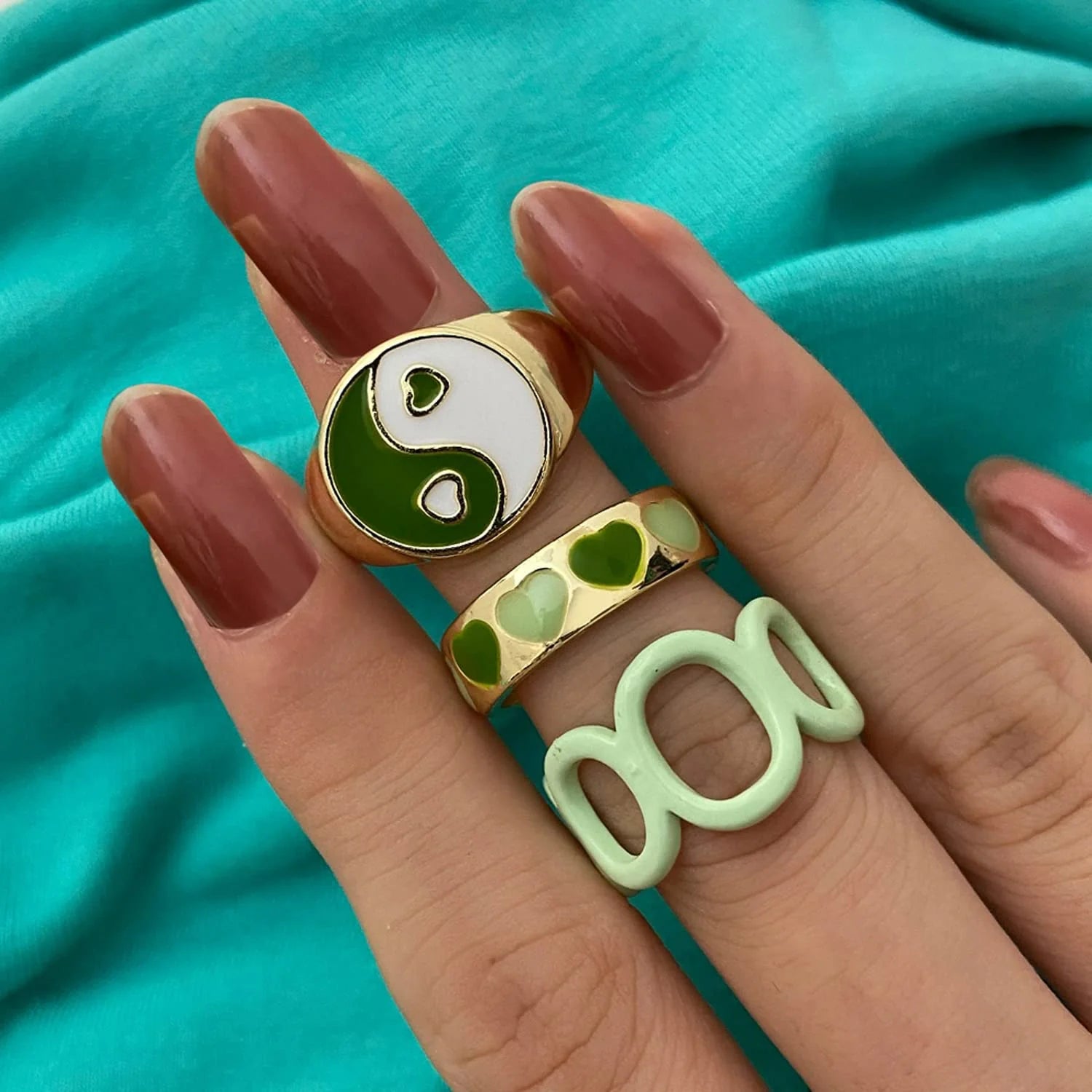 Shein Sage Green Ring Set | Size 7 -