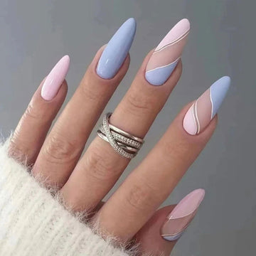 Almond Cotton Candy Nails - Press on Nails
