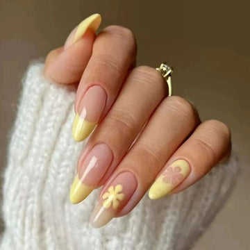 Almond Daisy Nails - Press on Nails