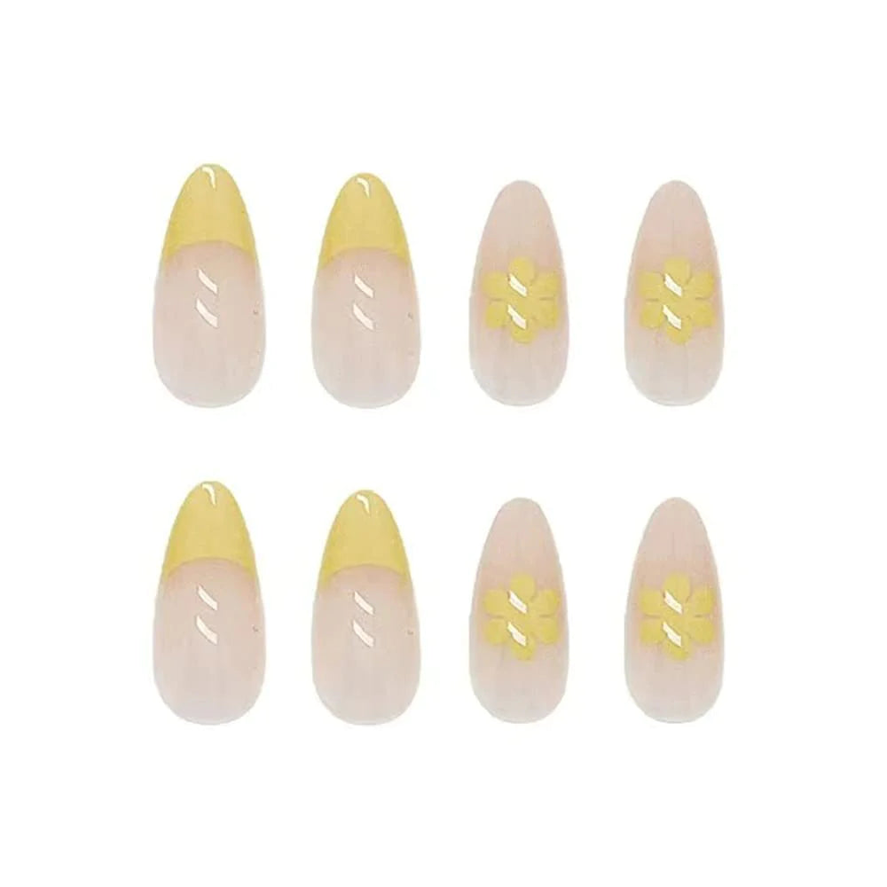 Almond Daisy Nails - 