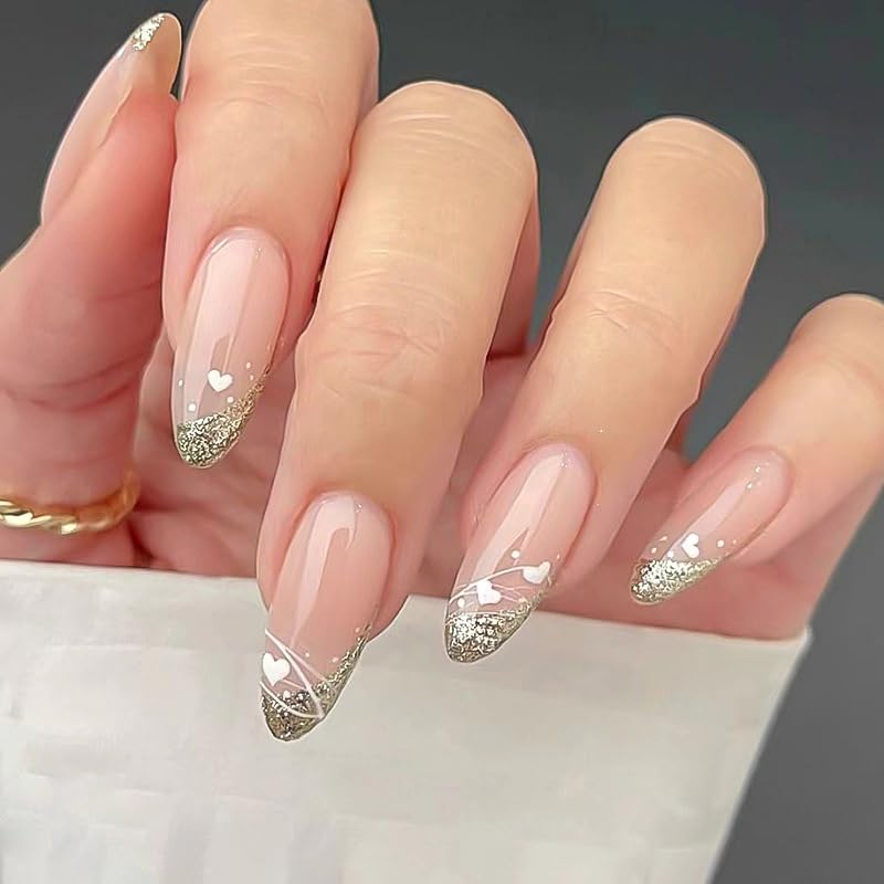 Almond Gleaming Gatsby Nails - Press on Nails