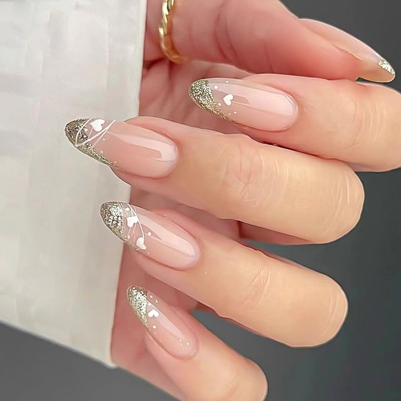 Almond Gleaming Gatsby Nails - Press on Nails