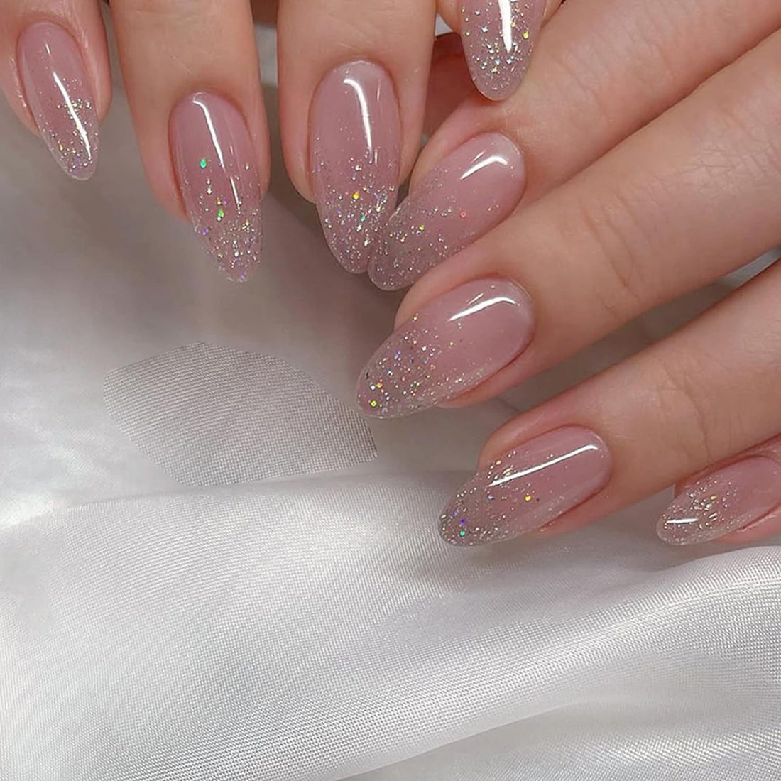 Almond Glossy Pink Nails - Press on Nails
