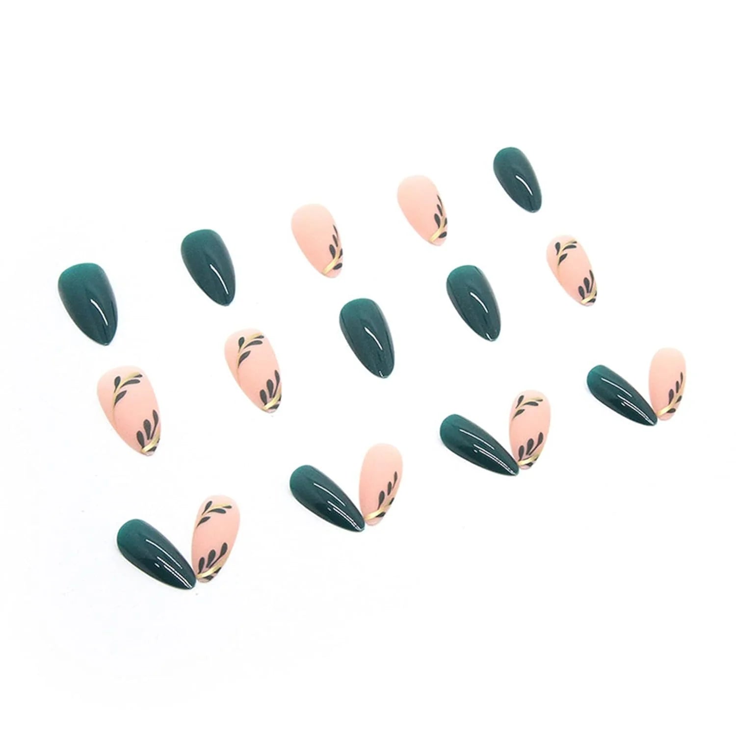Almond Grassy Green Nails - 