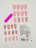 Almond Pink & Gold Glitter Nails - 