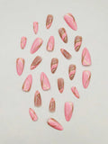 Almond Pink & Gold Glitter Nails - 