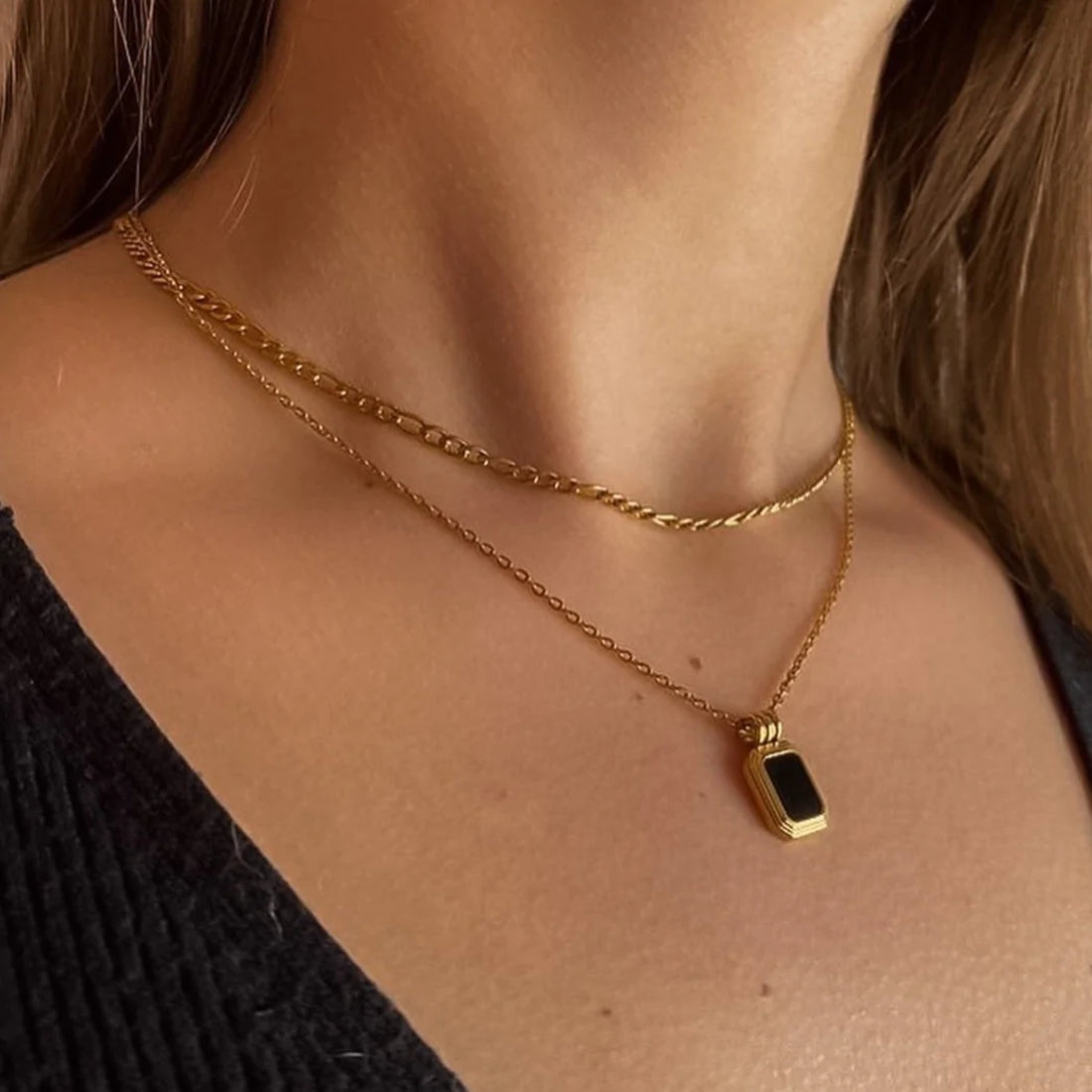 Black Valerie Chain Necklace - Necklaces