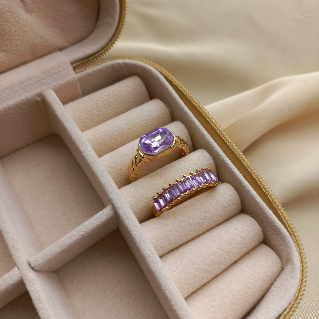 Delicate Lilac Duo Rings | Size 8 - Rings