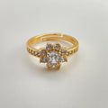 Floral Rhombus Ring | Tarnish-Free (Adjustable) - 
