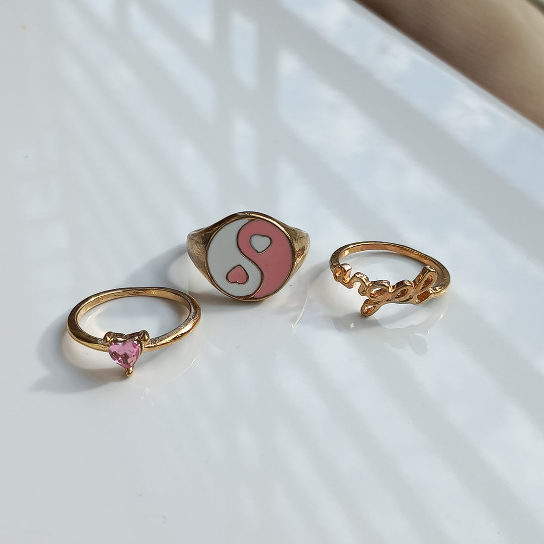 Pink Yin Yang Ring Set | Size 7.5 - Rings