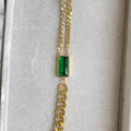 Stainless Steel Emerald Curb Bracelet - 