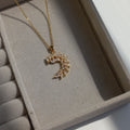 Stainless Steel Leafy Crescent Pendant - 