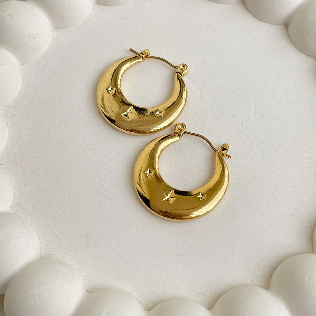 Stainless Steel Starry Hoops - Earrings