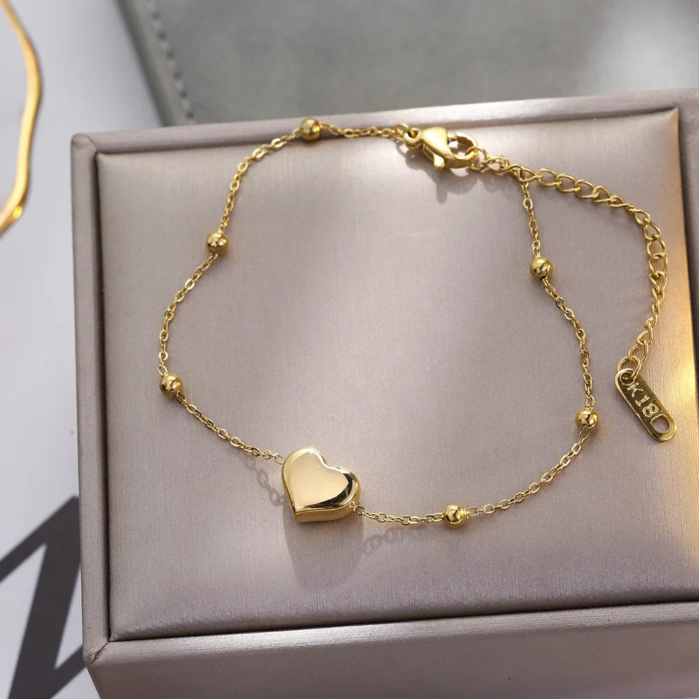 Stainless Steel Dainty Heart Bracelet
