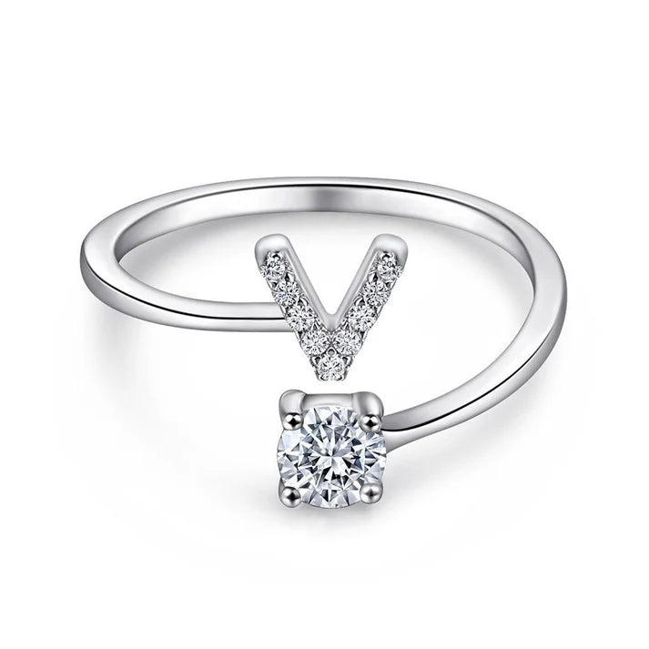 Alphabet Ring - Silver |Tarnish-Free (Adjustable) - 
