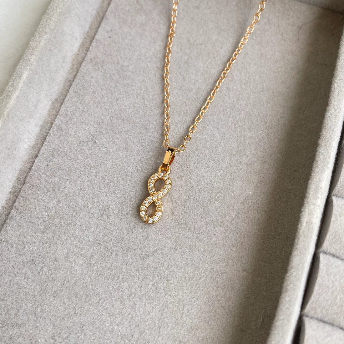 Vertical Studded Infinity Pendant | Anti-Tarnish - Necklaces