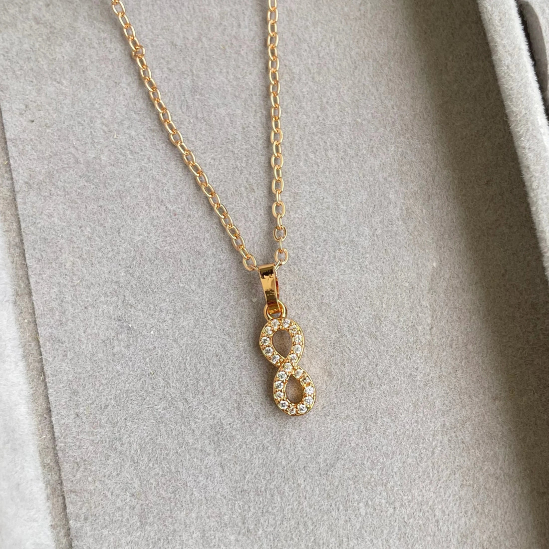 Vertical Studded Infinity Pendant | Anti-Tarnish - Necklaces