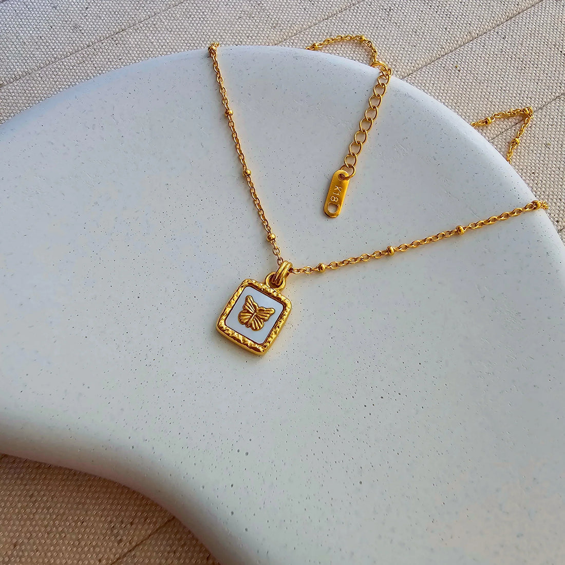 Stainless Steel Engraved Butterfly Necklace