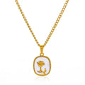 Stainless Steel Engraved Floral Necklace