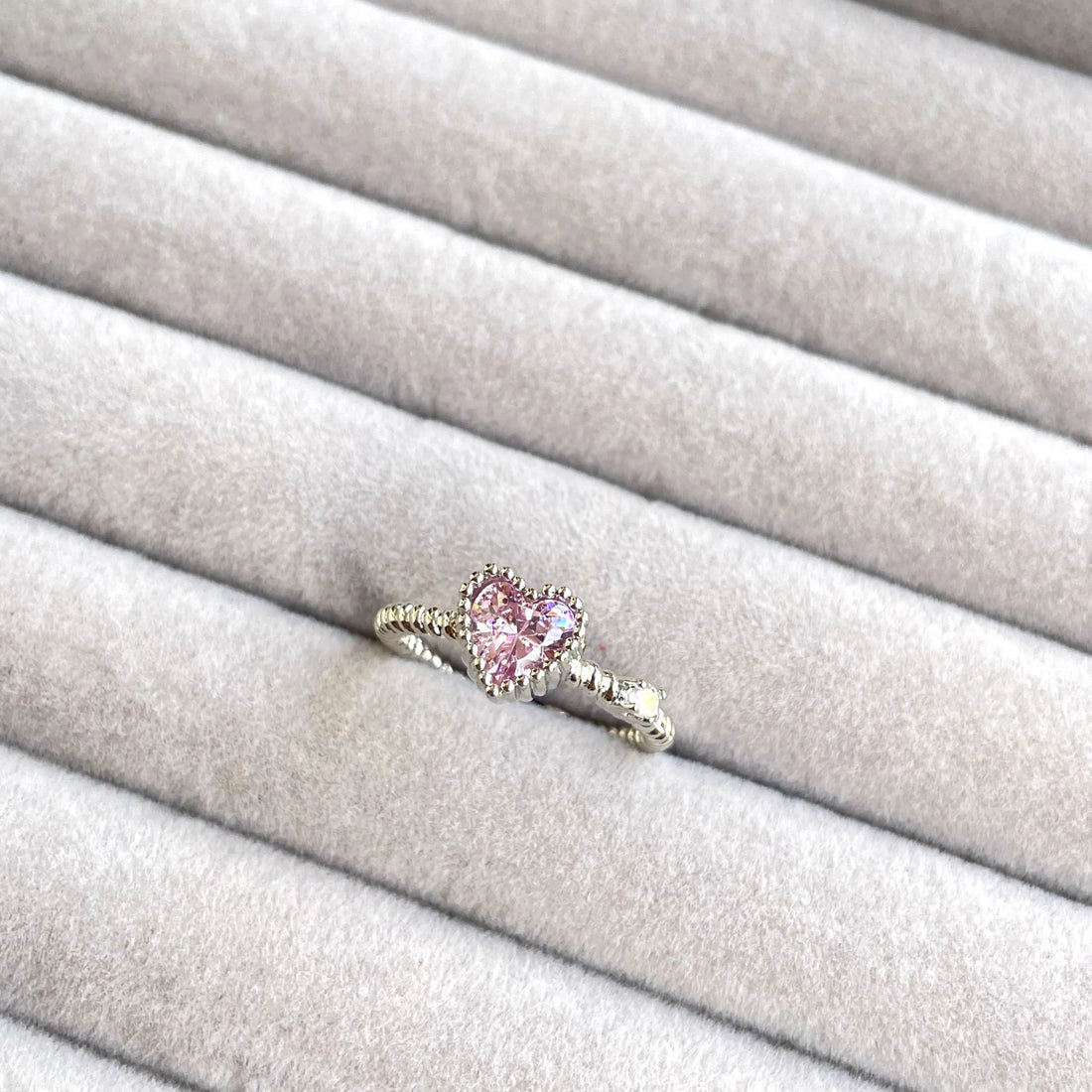 Pink Heart Ring | Tarnish-Free (Adjustable)