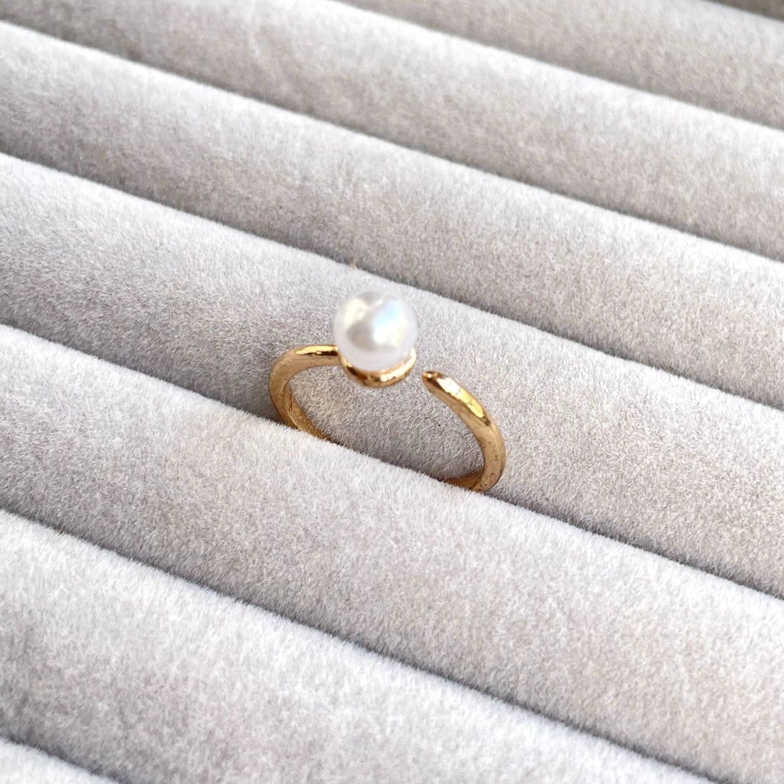 Stainless Steel Pearl Stone Ring | Adjustable