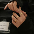 Retro Agate Chain Ring Set | Size 6 - 