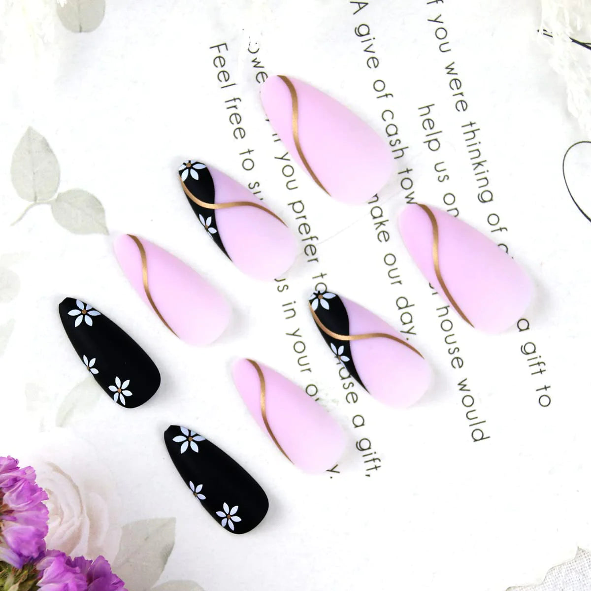 Almond Twilight Twinkle Nails - 