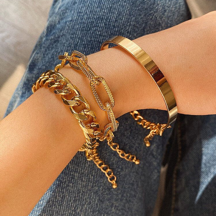 Punk Style Chunky Bracelet Set - Bracelets