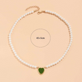 Green Heart Pearl Necklace - 