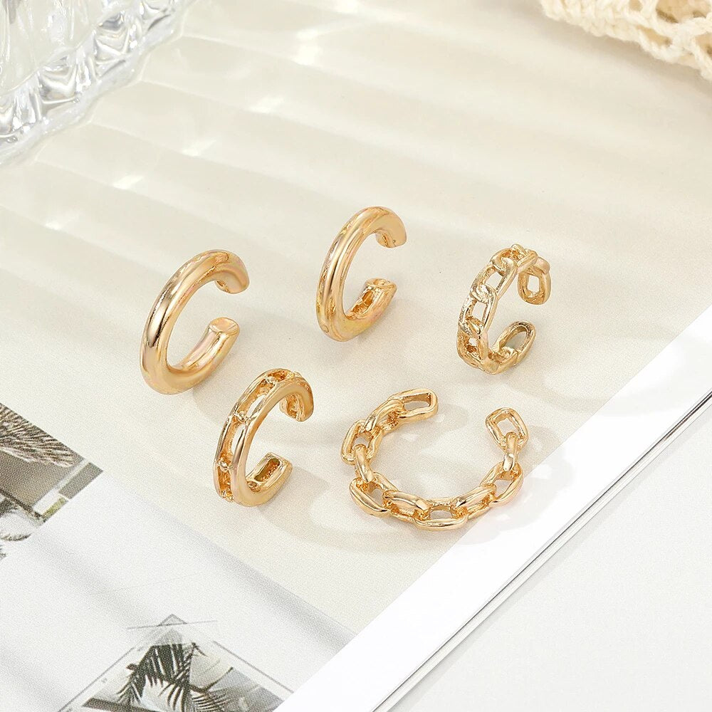 Hollow Chain EarCuffs - 