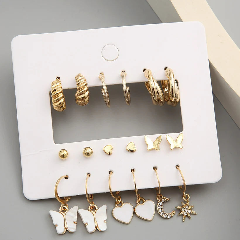 Maria Huggies & Studs | 9 Pairs - Earrings