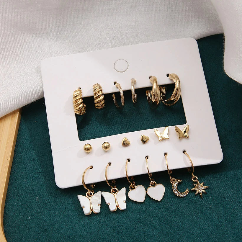 Maria Huggies & Studs | 9 Pairs - 