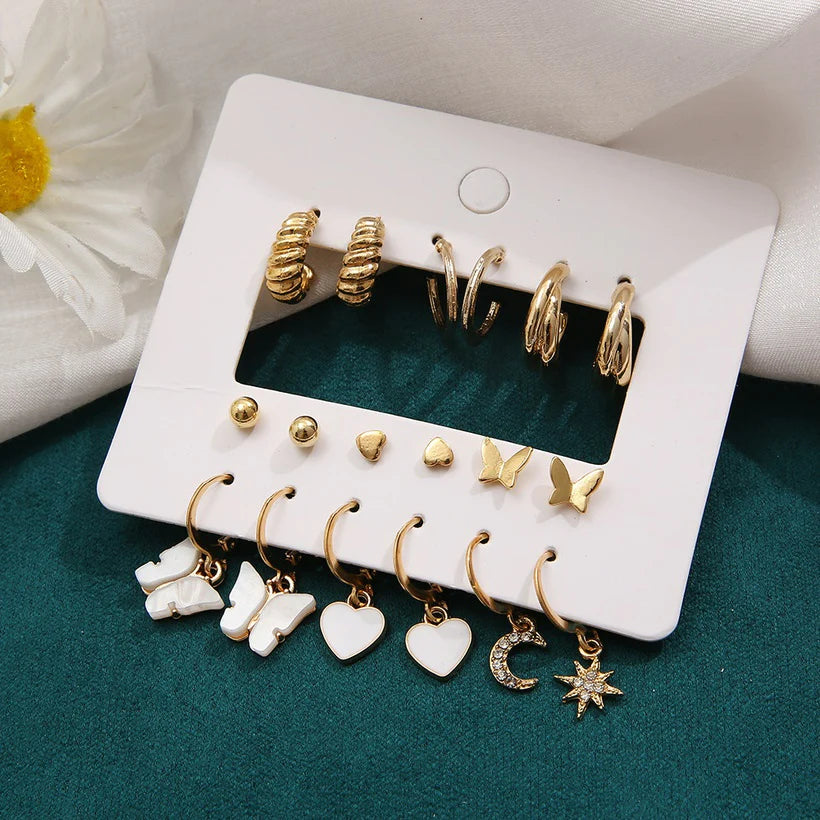 Maria Huggies & Studs | 9 Pairs - 