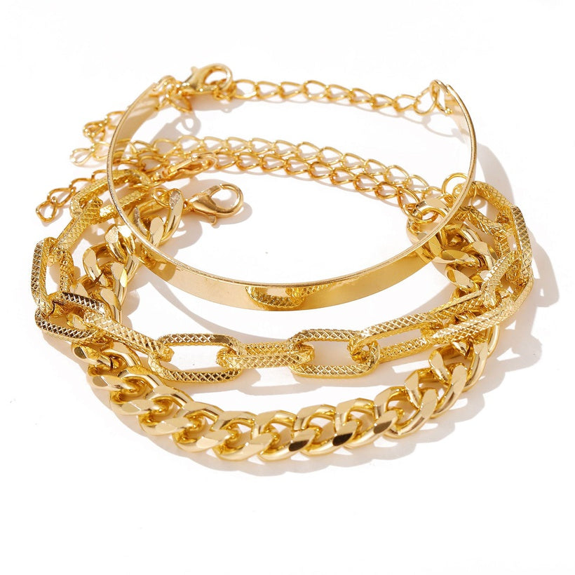 Punk Style Chunky Bracelet Set - 