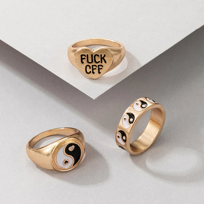 Raven Black Rings Set | Size 7 - Rings