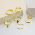 Retro Agate Chain Ring Set | Size 6 - 