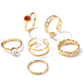 Retro Agate Chain Ring Set | Size 6 - 