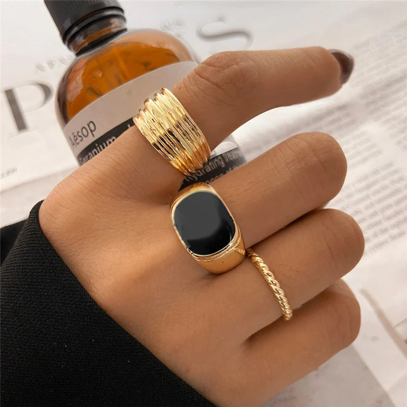 Shein Black Classic Ring Set | Size 7 - Rings