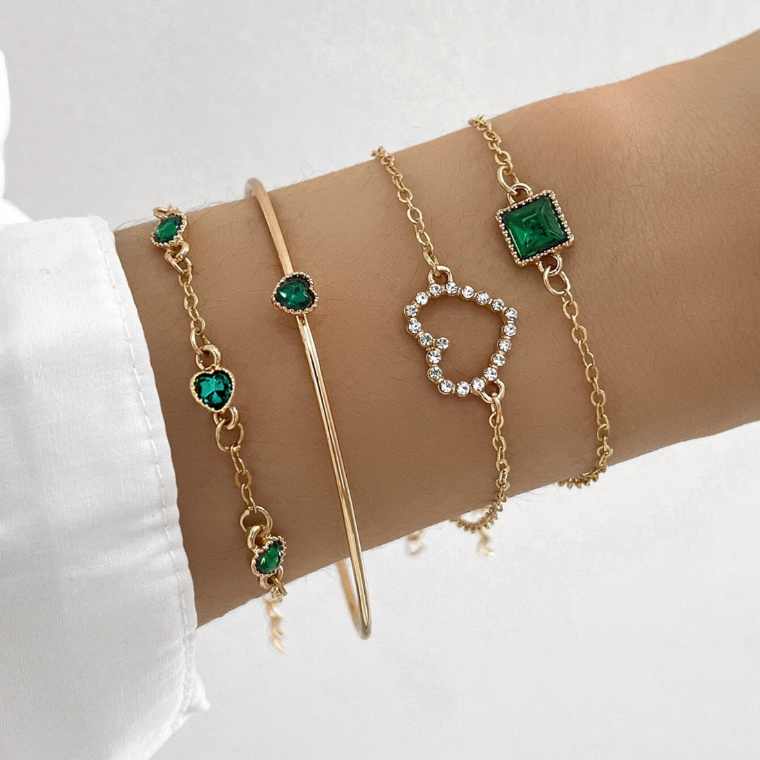 Shein Rhinestone Heart Bracelet - Bracelets
