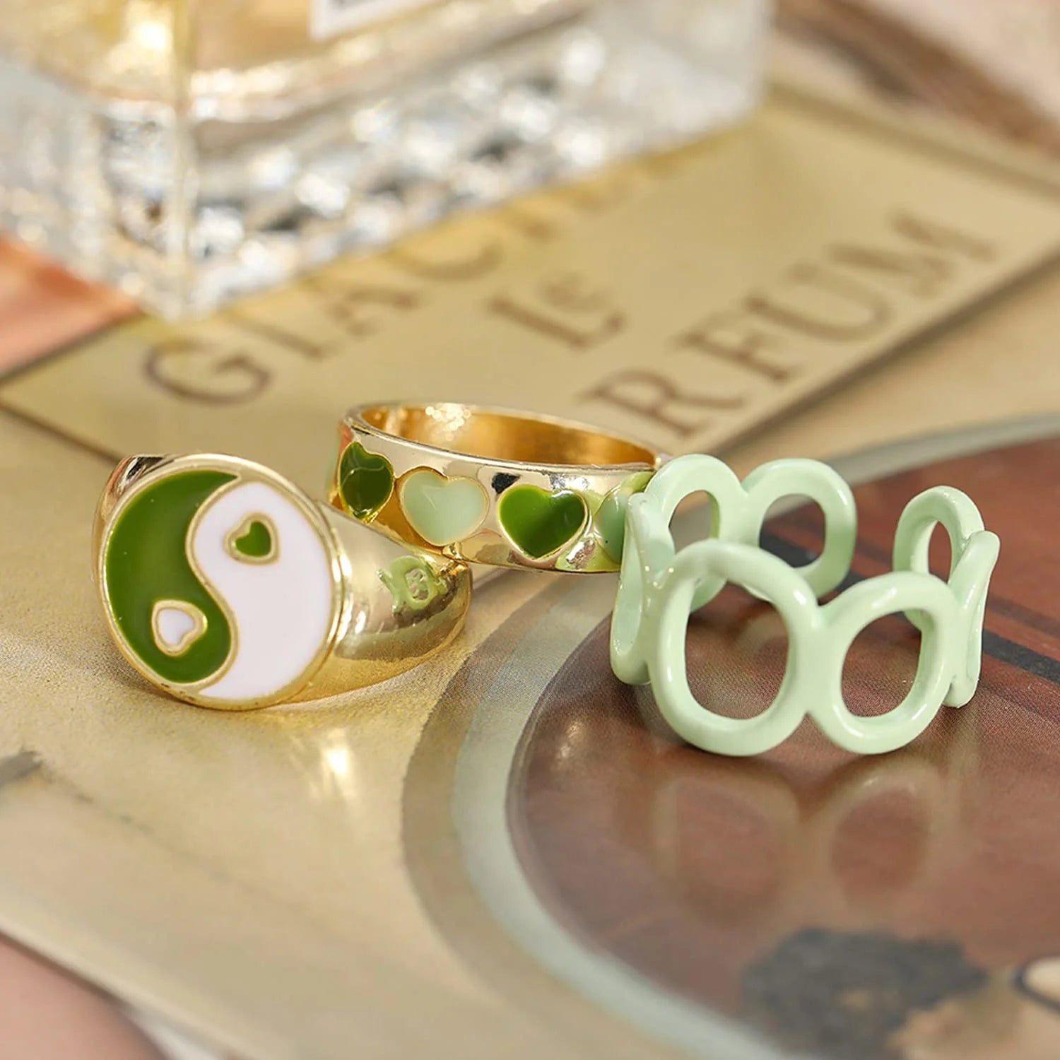 Shein Sage Green Ring Set | Size 7 - 