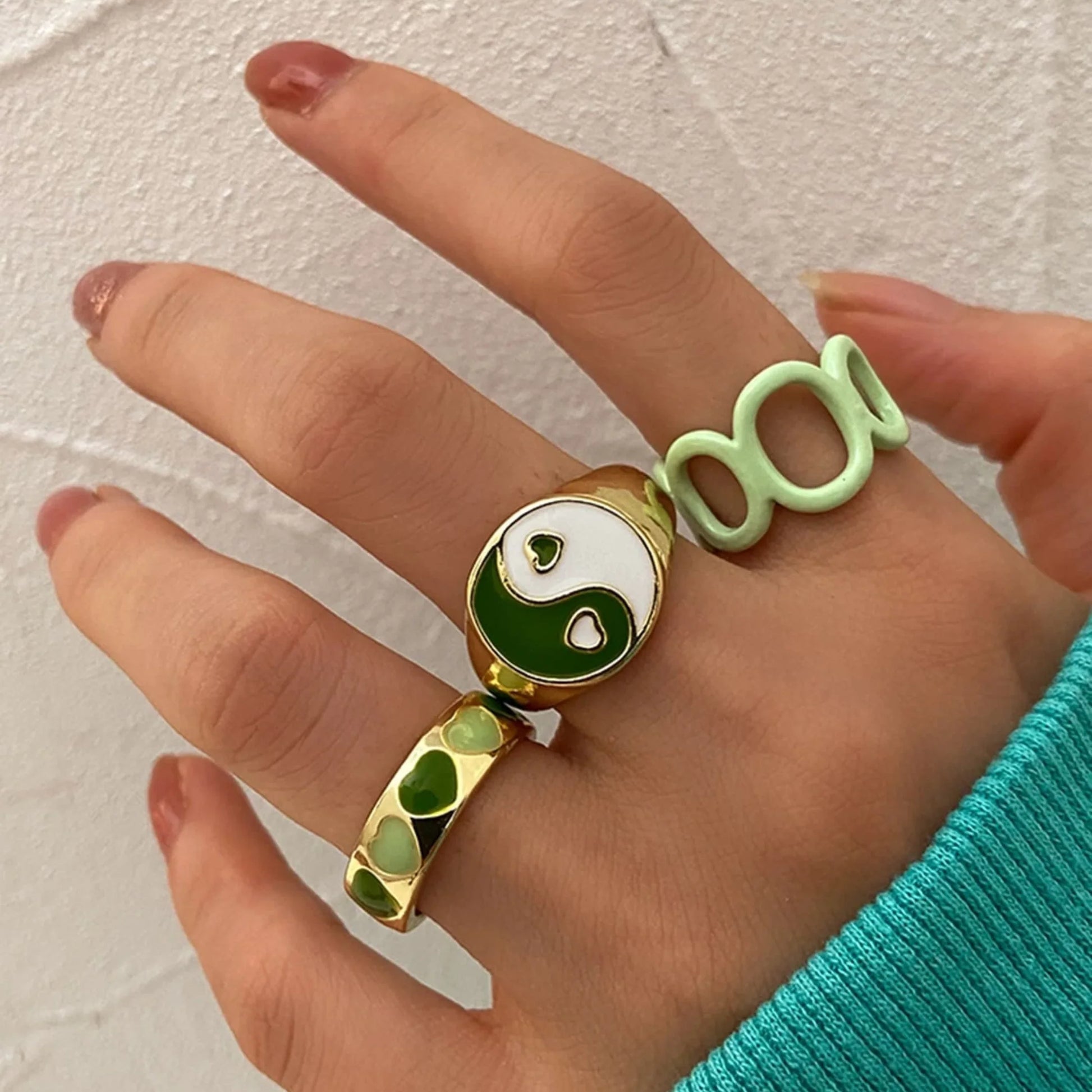 Shein Sage Green Ring Set | Size 7 - 