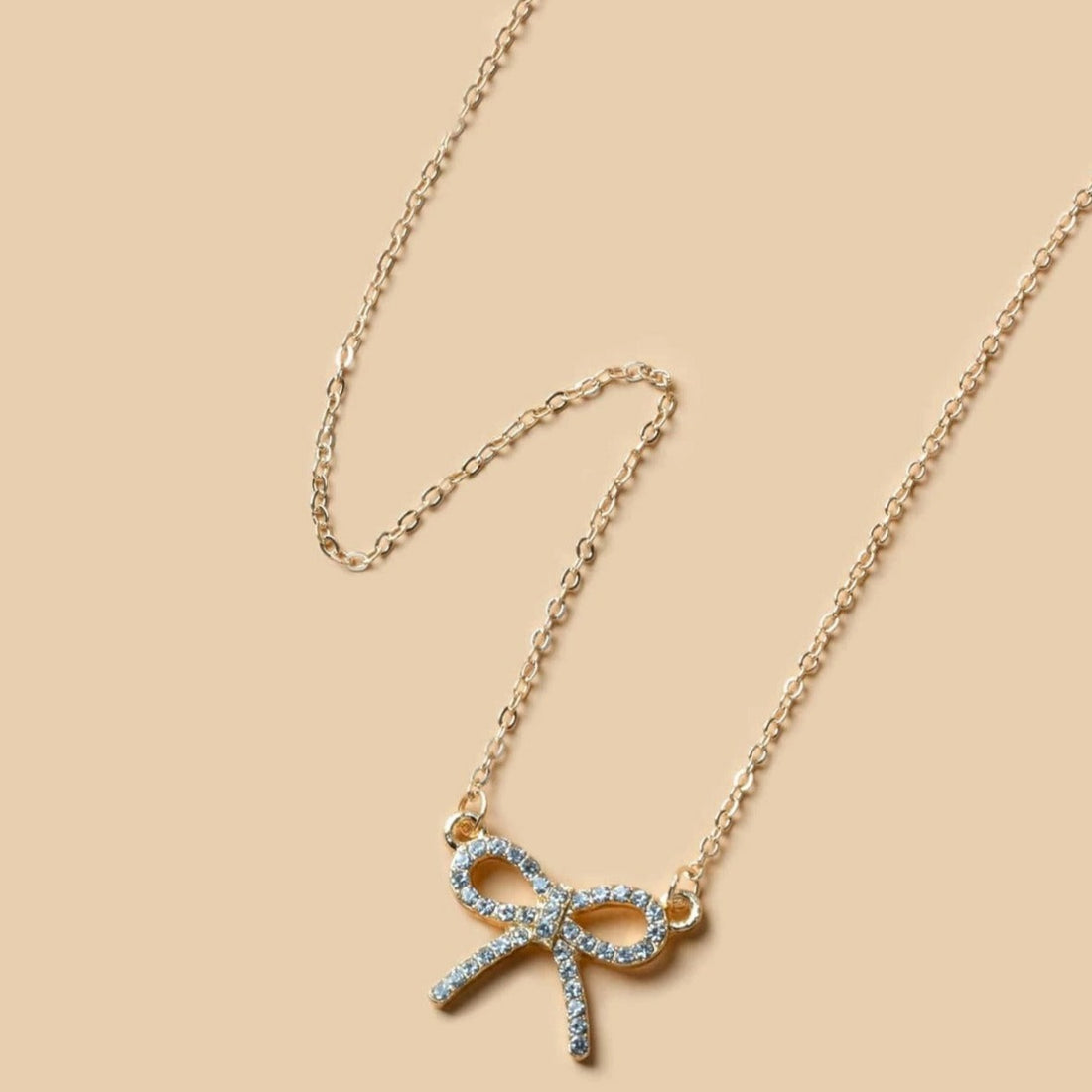 Shein Studded Bow Pendant - Necklaces