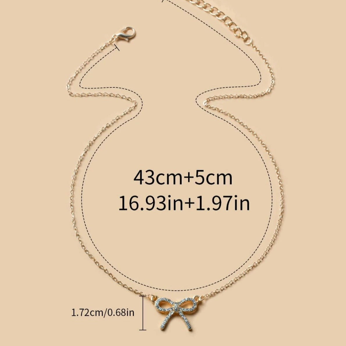 Shein Studded Bow Pendant - 