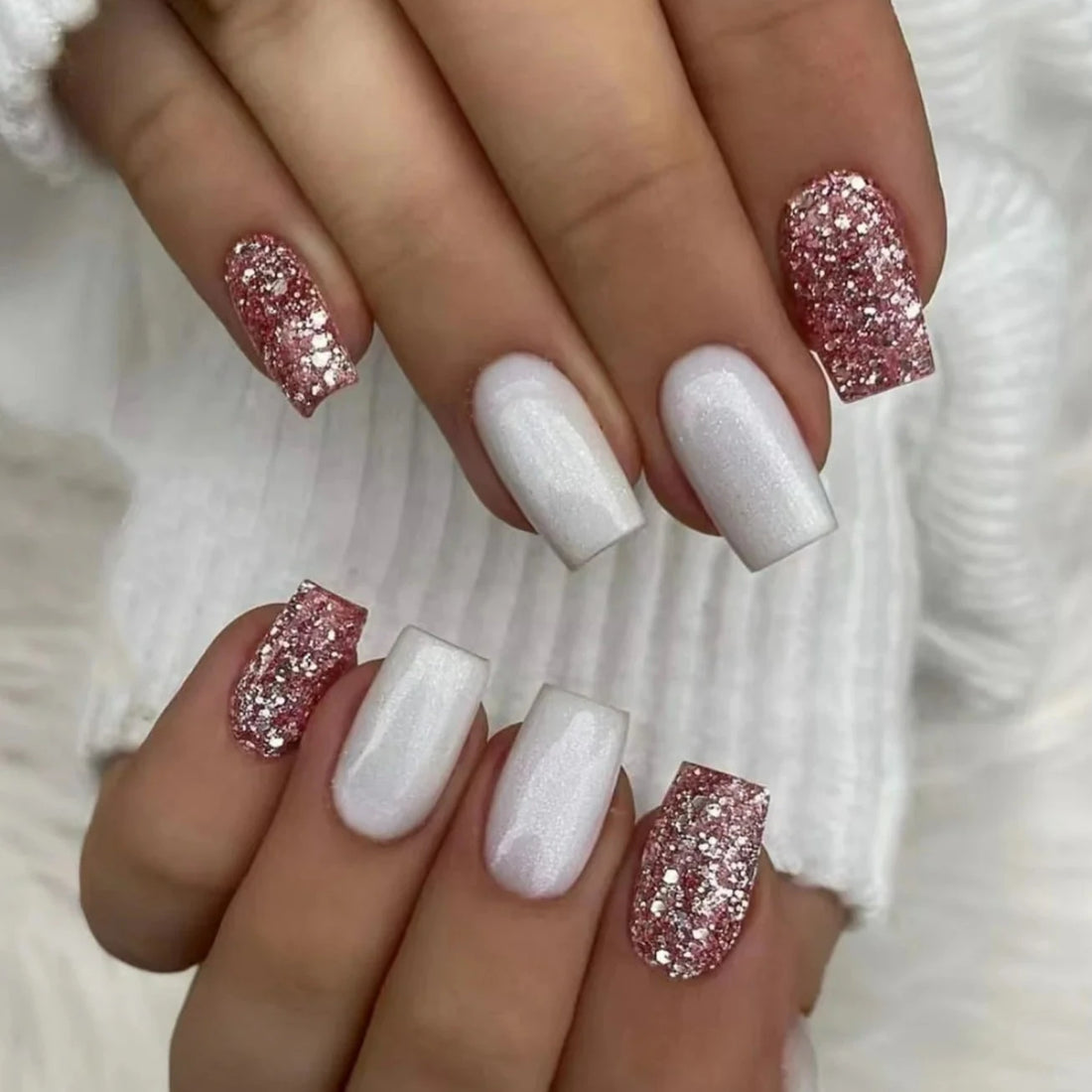 Square Cotton Candy Frost Nails - Press on Nails
