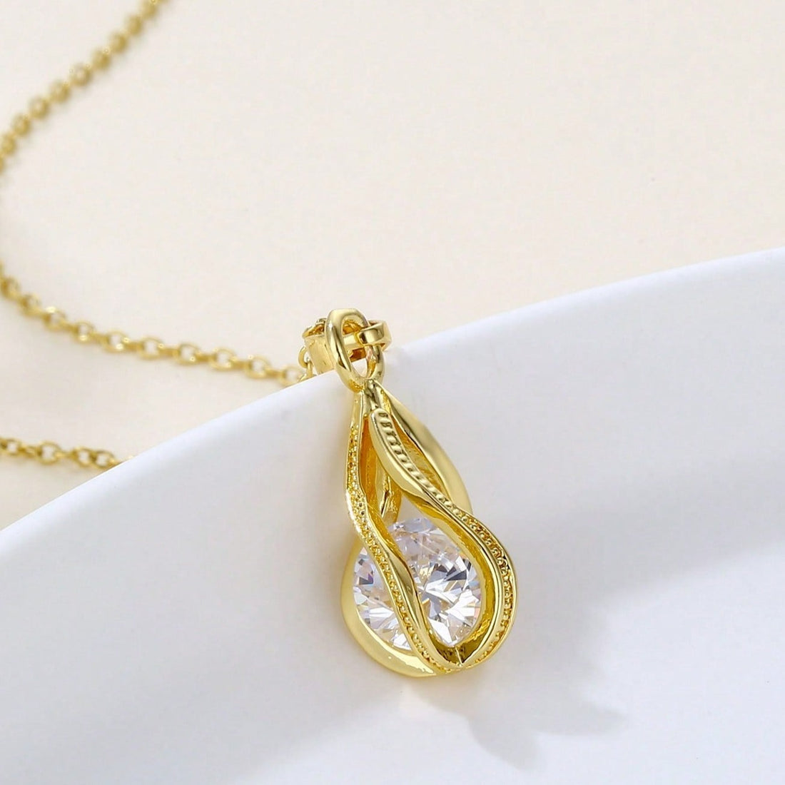 Stainless Steel Pearl Droplet Pendant - Necklaces
