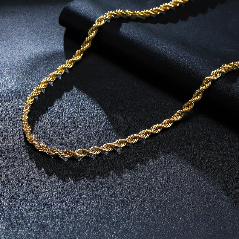 Stainless Steel Twisted Chain Necklace - Necklaces