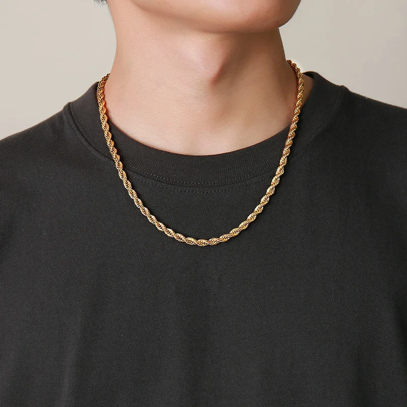 Stainless Steel Twisted Chain Necklace - Necklaces